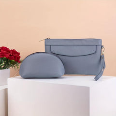 2pcs Long Clutch Purse & Shell Shape Wristlet Wallet