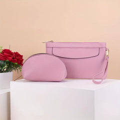 2pcs Long Clutch Purse & Shell Shape Wristlet Wallet