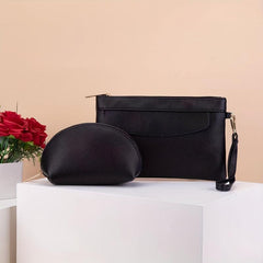 2pcs Long Clutch Purse & Shell Shape Wristlet Wallet