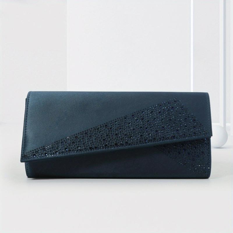 Rhinestone Decor Banquet Flap Clutch Evening Bag