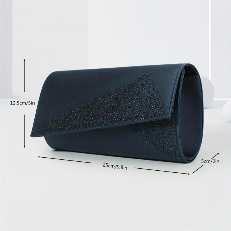 Rhinestone Decor Banquet Flap Clutch Evening Bag