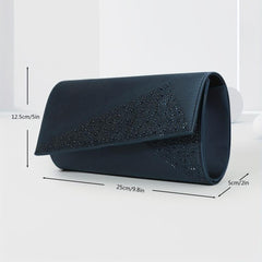 Rhinestone Decor Banquet Flap Clutch Evening Bag