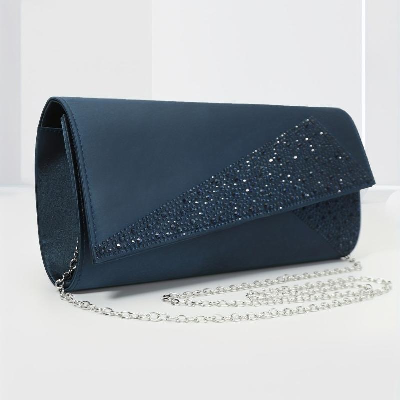 Rhinestone Decor Banquet Flap Clutch Evening Bag