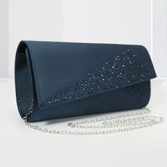Rhinestone Decor Banquet Flap Clutch Evening Bag