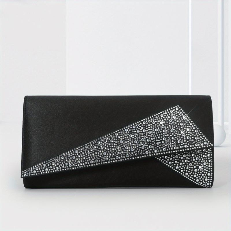 Rhinestone Decor Banquet Flap Clutch Evening Bag