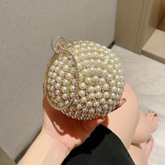 Faux Pearl Evening Bag Rhinestone Handbags Clutch Purse Wedding Prom Party