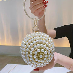 Faux Pearl Evening Bag Rhinestone Handbags Clutch Purse Wedding Prom Party