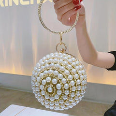 Faux Pearl Evening Bag Rhinestone Handbags Clutch Purse Wedding Prom Party