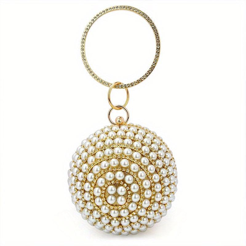 Faux Pearl Evening Bag Rhinestone Handbags Clutch Purse Wedding Prom Party
