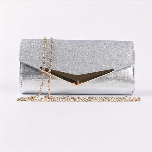 Glitter Sequins Evening Clutch Wallet with Chain Strap