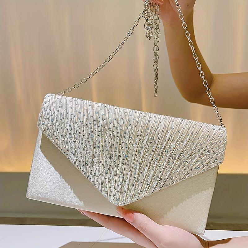 Rhinestone Flap Clutch Chain Crossbody Bag Cocktail Shoulder Purse