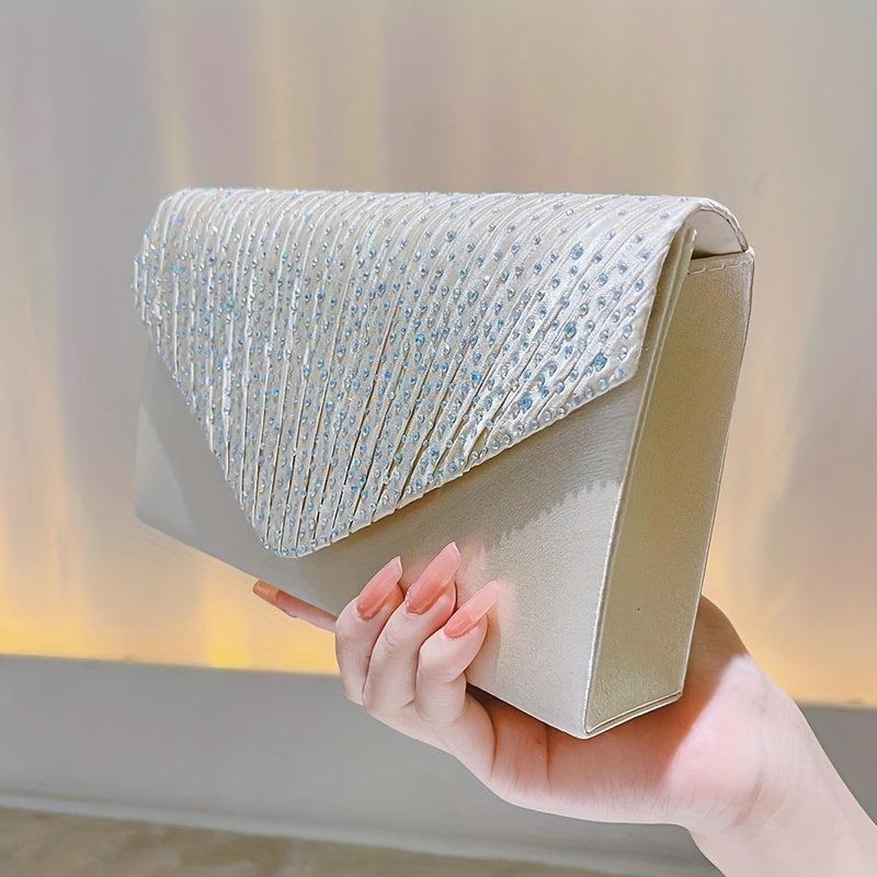 Rhinestone Flap Clutch Chain Crossbody Bag Cocktail Shoulder Purse