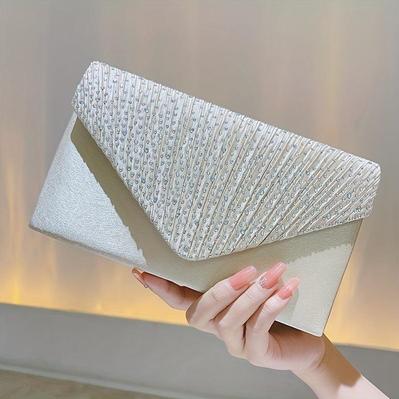 Rhinestone Flap Clutch Chain Crossbody Bag Cocktail Shoulder Purse