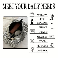 Rhinestone Decor Handbag Glitter Satchel Bag Evening Bag