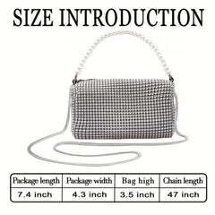 Rhinestone Decor Handbag Glitter Satchel Bag Evening Bag