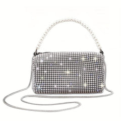 Rhinestone Decor Handbag Glitter Satchel Bag Evening Bag