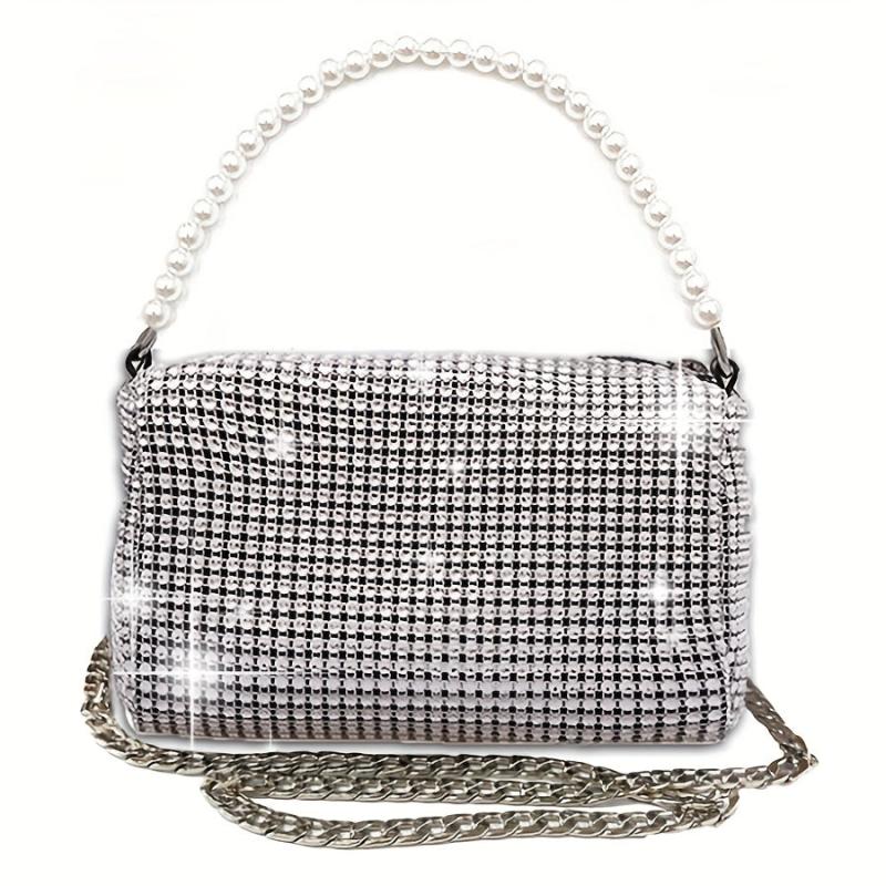 Rhinestone Decor Handbag Glitter Satchel Bag Evening Bag