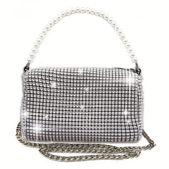 Rhinestone Decor Handbag Glitter Satchel Bag Evening Bag