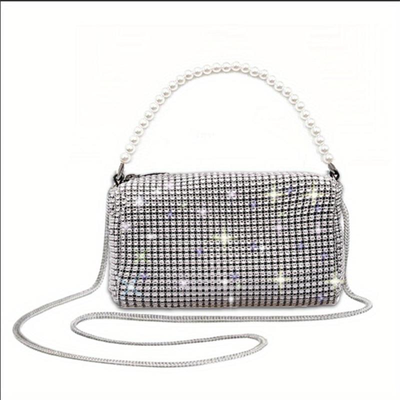 Rhinestone Decor Handbag Glitter Satchel Bag Evening Bag