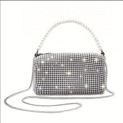 Rhinestone Decor Handbag Glitter Satchel Bag Evening Bag
