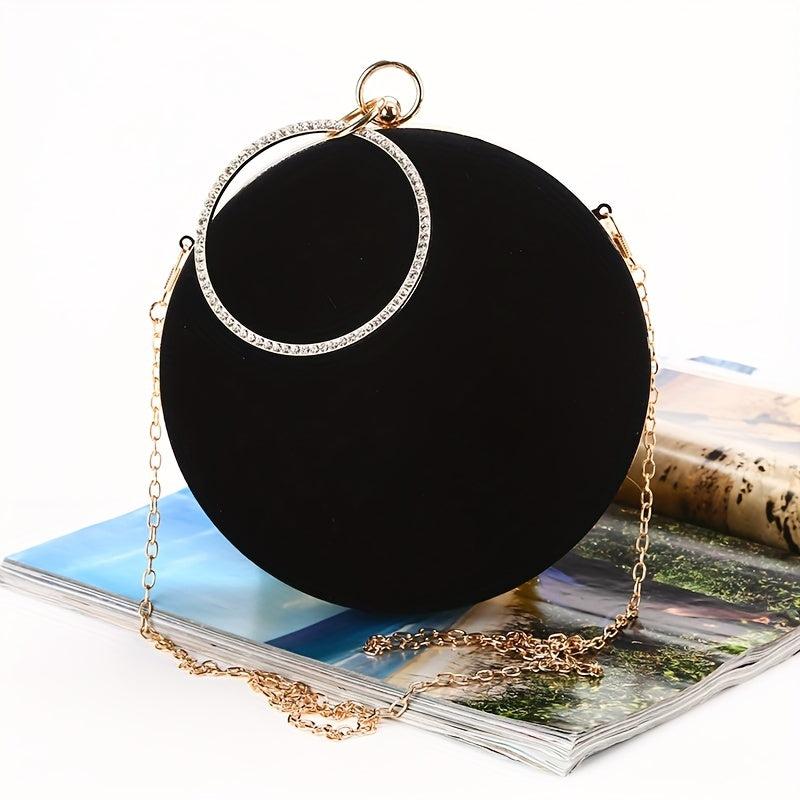 Velvet Round Evening Bag Top Ring Clutch Purse Women's Banquet Handbags