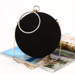 Velvet Round Evening Bag Top Ring Clutch Purse Women's Banquet Handbags