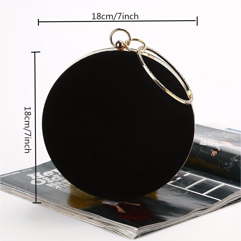 Velvet Round Evening Bag Top Ring Clutch Purse Women's Banquet Handbags