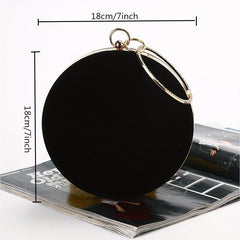 Velvet Round Evening Bag Top Ring Clutch Purse Women's Banquet Handbags