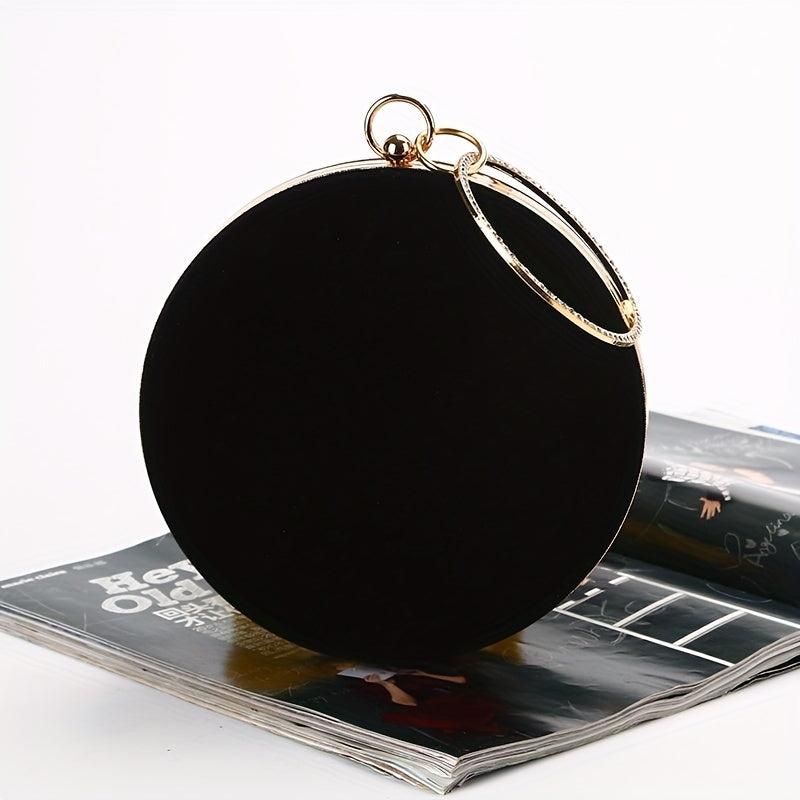 Velvet Round Evening Bag Top Ring Clutch Purse Women's Banquet Handbags