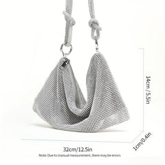 Rhinestone Glitter Hobo Bag with Textured PU Leather