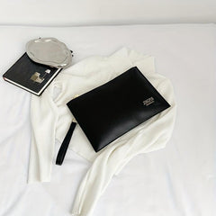 Letter Graphic Clutch Bag Solid PU Handbag Zipper Purse