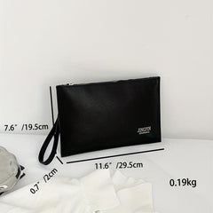 Letter Graphic Clutch Bag Solid PU Handbag Zipper Purse