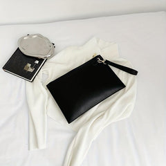 Letter Graphic Clutch Bag Solid PU Handbag Zipper Purse