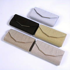 Minimalist Glitter Clutch Flap Wallet Evening Bag with Chain Strap