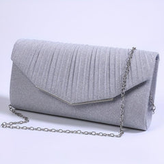 Minimalist Glitter Clutch Flap Wallet Evening Bag with Chain Strap
