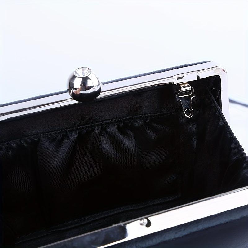 Metal Decor Evening Bag Fabric Clutch Purse for Party Wedding