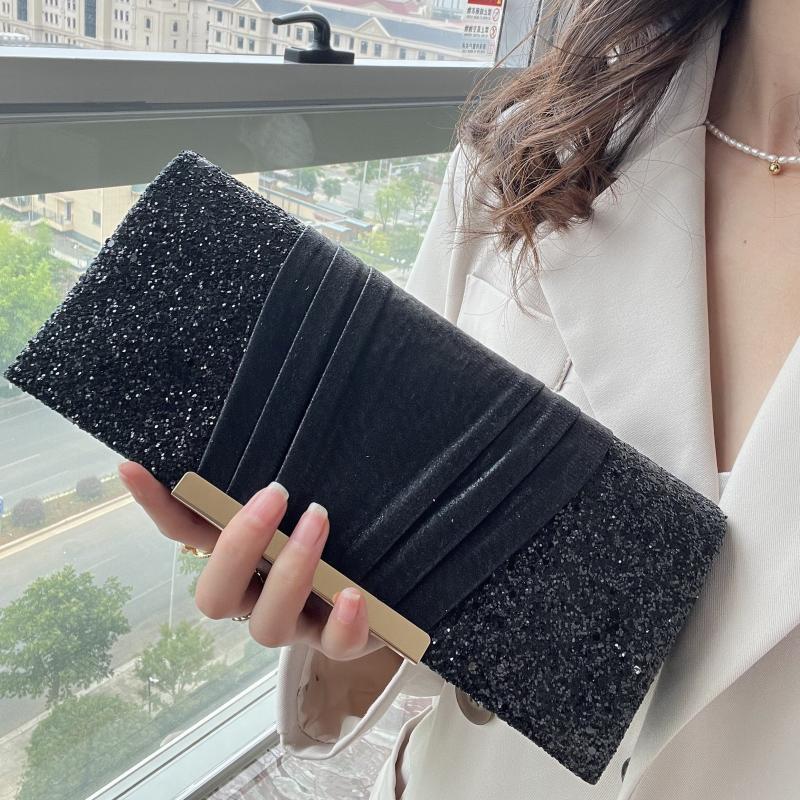 Sequin Evening Bag Glitter Clutch Handbag Chain Wedding Prom