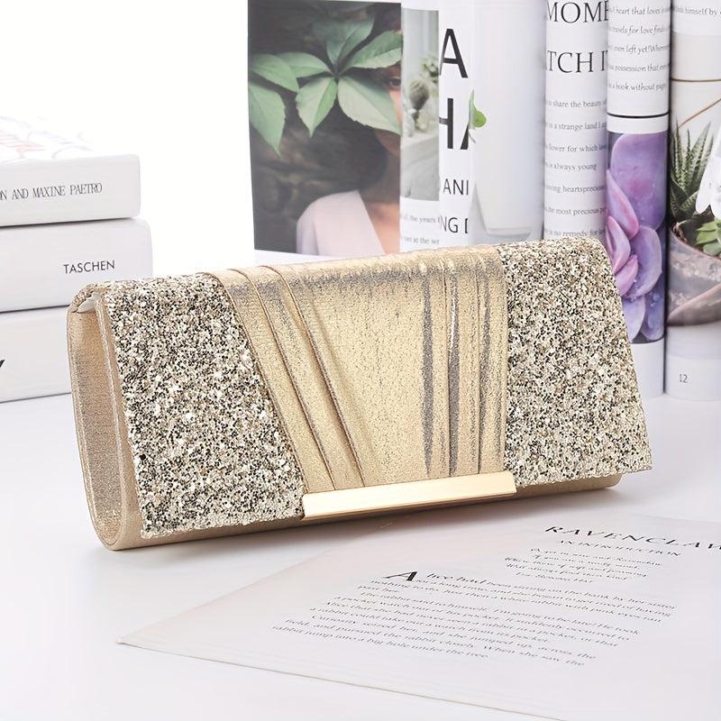 Sequin Evening Bag Glitter Clutch Handbag Chain Wedding Prom