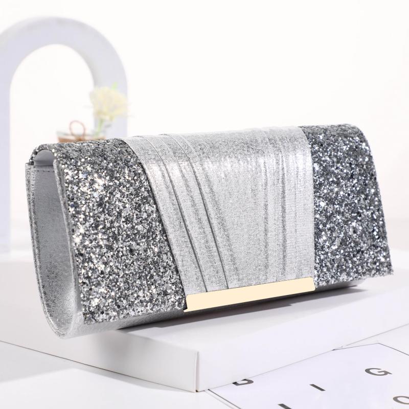 Sequin Evening Bag Glitter Clutch Handbag Chain Wedding Prom