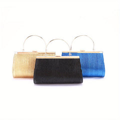 Glitter Ruched Evening Handbag Top Ring Clip Purse Clutch