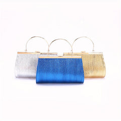Glitter Ruched Evening Handbag Top Ring Clip Purse Clutch