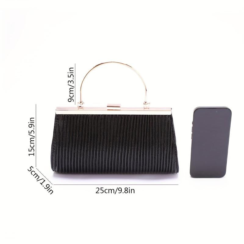 Glitter Ruched Evening Handbag Top Ring Clip Purse Clutch