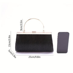 Glitter Ruched Evening Handbag Top Ring Clip Purse Clutch