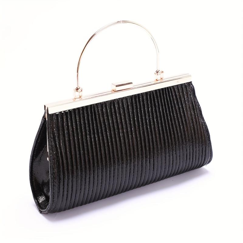 Glitter Ruched Evening Handbag Top Ring Clip Purse Clutch
