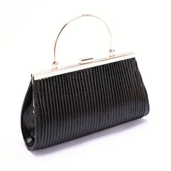 Glitter Ruched Evening Handbag Top Ring Clip Purse Clutch