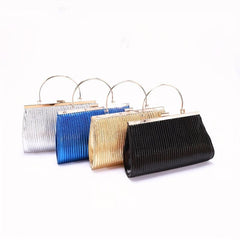 Glitter Ruched Evening Handbag Top Ring Clip Purse Clutch