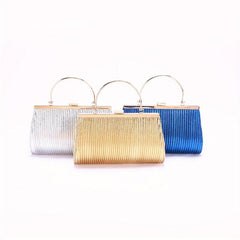 Glitter Ruched Evening Handbag Top Ring Clip Purse Clutch