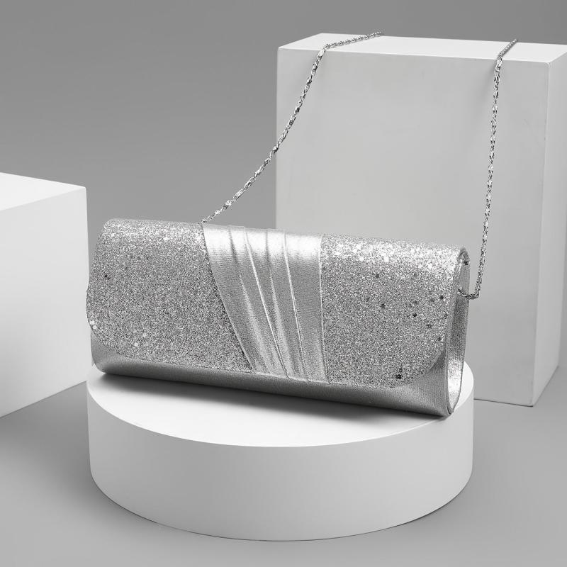 Glitter Evening Clutch Bag Chain Crossbody Bag for Party Wedding