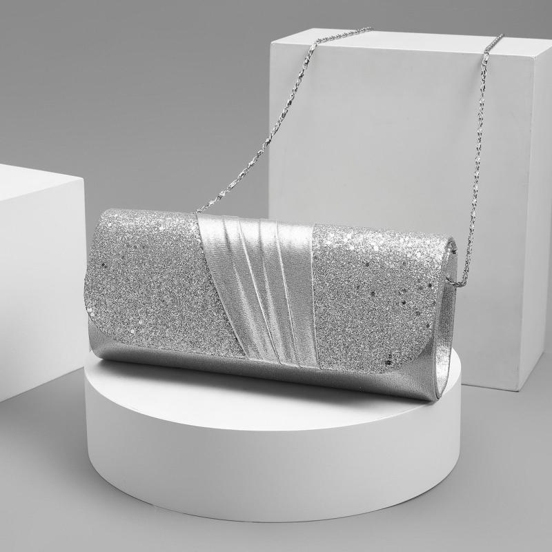 Glitter Evening Clutch Bag Chain Crossbody Bag for Party Wedding