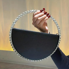 Rhinestone Round Ring Evening Bag Clutch Purse for Party Prom Wedding